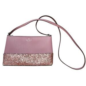 Kate Spade Ramey Greta Court Dusty Peony Glitter Crossbody Bag